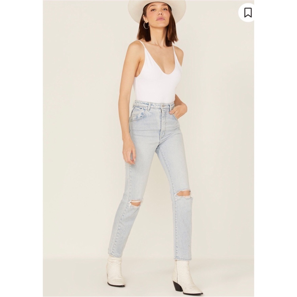 ROLLA'S Ripped Knee Western Light Wash High Rise Straight Jeans Size 26